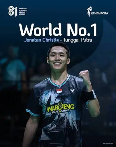 Jonatan Christie peringkat 1 dunia